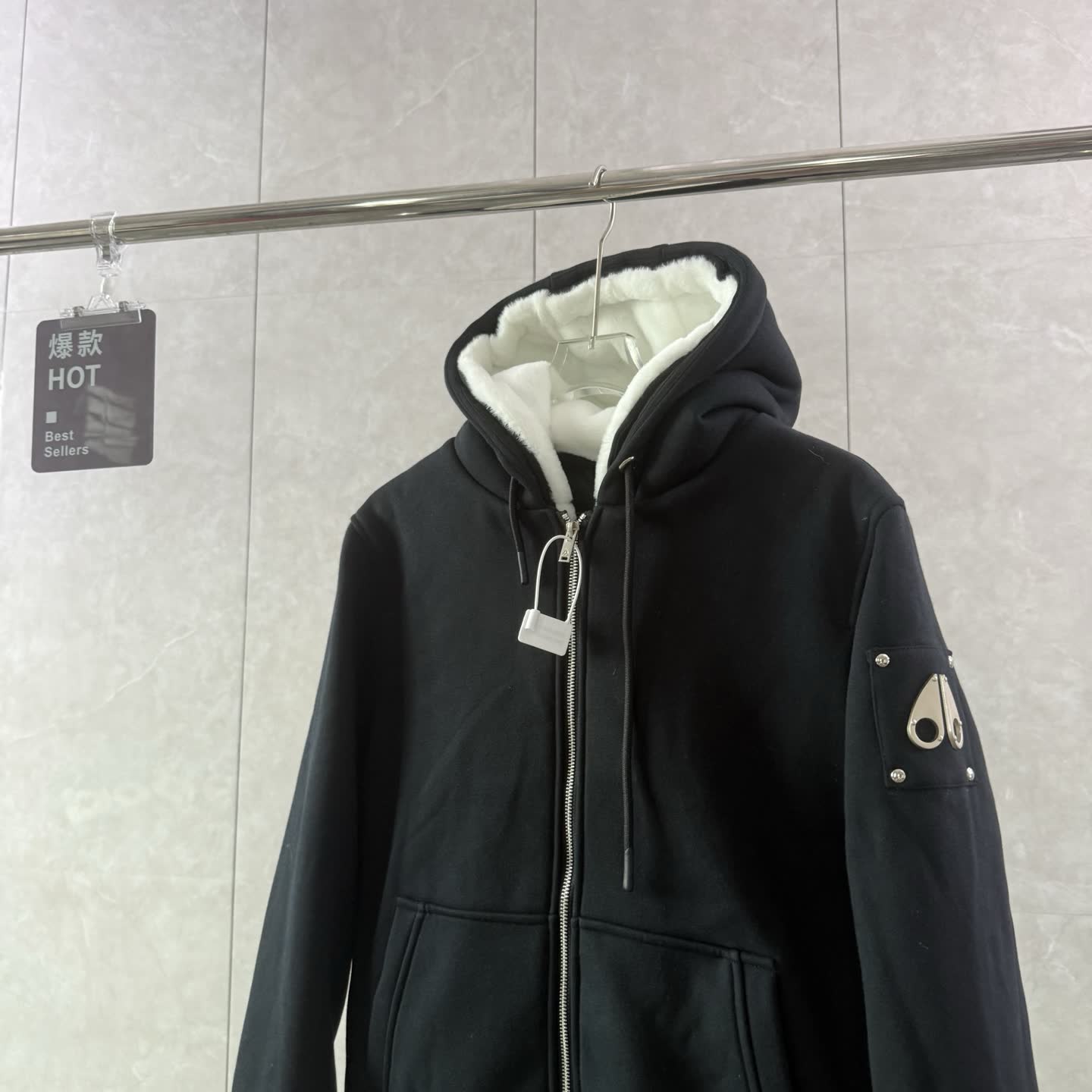 Moose Knuckles Shearling-Lined Zip Hoodie Moose Knuckles Shearling-Lined Zip Hoodie